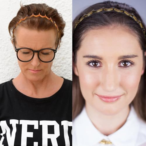 Set of 3 Non-Slip Zig Zag Plastic Headbands for Men Women - 90s Wavy Teeth Hair Accessories