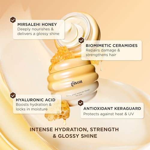 Gisou Honey Gloss Ceramide Hair Mask Travel Size 2.5 Fl Oz - Deep Hydration & Shine