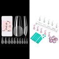 Makartt Acrylic Nail Stand Nail Practice Stand Magnetic Nail Tips Practice Bundle with Makartt 500Pcs Soft Gel Full Cover Nail Tips, Medium Coffin Clear Fake Nail Tips