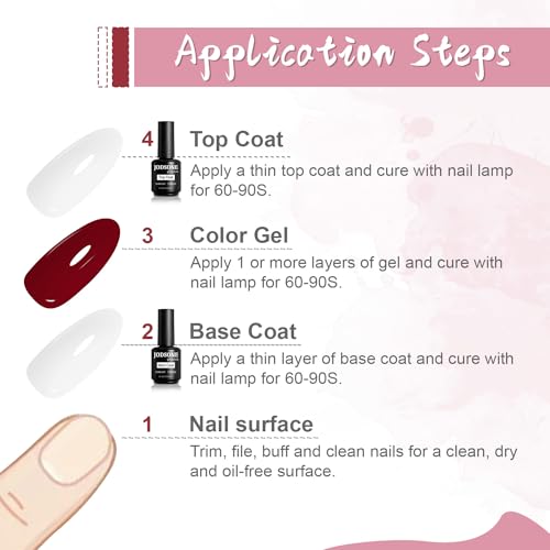 JODSONE No Wipe Top Coat and Base Coat Set - High Shine Gel Polish Duo