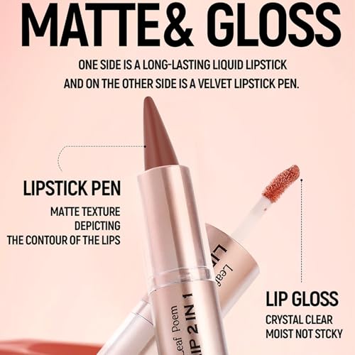 2-in-1 Lip Liner & Gloss Set, 3 Colors, Dual-Ended Buildable