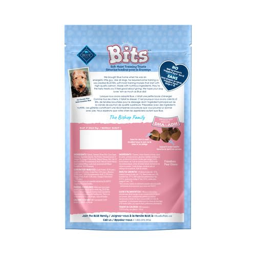 Blue Buffalo Bits Soft Dog Treats for Training, Made with Natural Ingredients & Enhanced with DHA, Savory Salmon Recipe, 4-oz. Bag