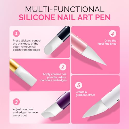 MelodySusie 5Pc Nail Art Brush Set with Dotting Pens & Sculpting Tools