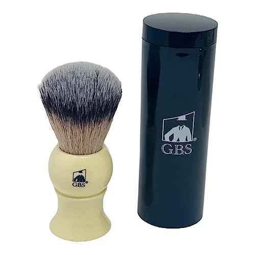G.B.S Men's Shaving Set Five Blade Razor, Synthetic Brush and Razor Dual Stand, Ivory Shaving Mug with G.B.S Shave Soap Alum Block Travel Brush Tube and Pre Shave Oil