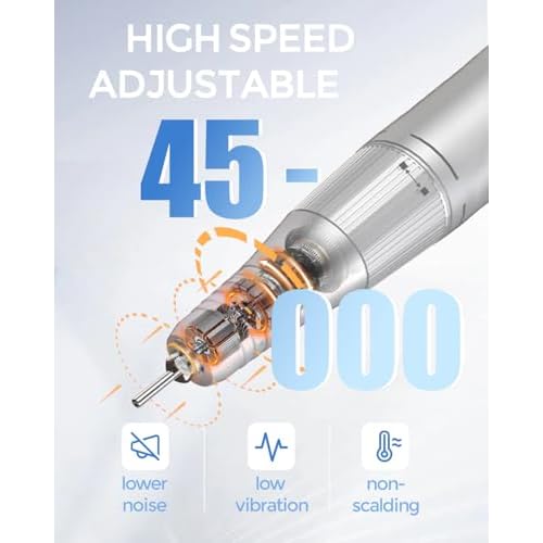 45000RPM Diamond Electric Nail File, Professional Cordless Drill Nails with 6 Bits & LED Screen, 8 Hours Use, Stepless Speed for Acrylic/Gel Nails, Salon & Home Manicure Kit