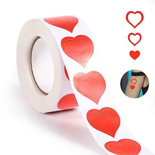 TOYMIS 500PCS Red Heart Shaped Tanning Stickers, Paper, Heart, Romantic Style, Outdoor Use, Fade Resistant