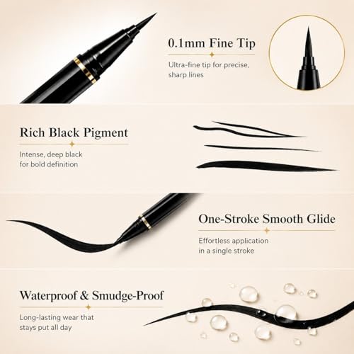 MooGlamor 12-Pack Liquid Eyeliner Pen Set - Waterproof & Long-Lasting