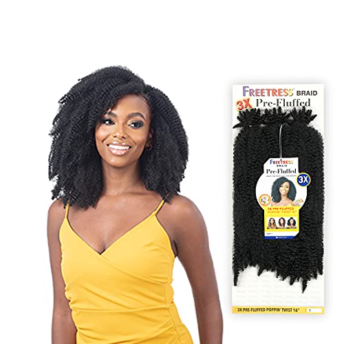 FreeTress Crochet Braids 3X Pre-Fluffed Poppin Twist 16" (1-pack, 1)