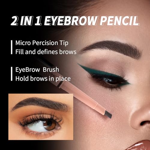 USHAS 2 Pcs Eyebrow Pencil - Eyebrow Pencil with Brush 2-in-1 Dual-Ended EyeBrow Pencils for Women, Eyebrow Makeup Shaper and Filler, Last All-Day and Waterproof (03, Pack of 2)