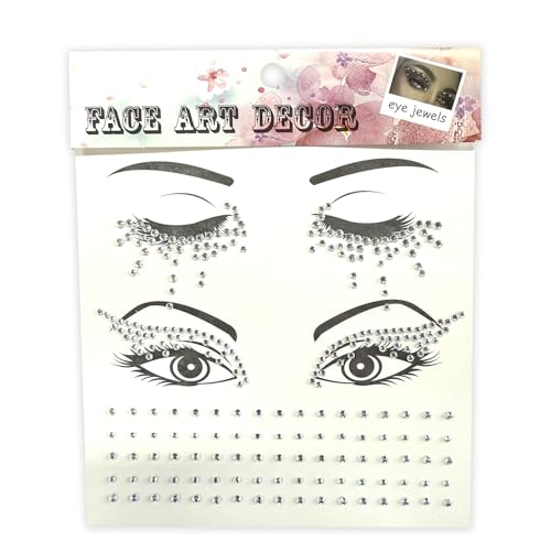 Winged Eyeliner Glam Costume Accessories Face Gems Jewels Eye Crystal Eye Jewels Face Gems Jewels Stick On Tattoo, 3-Pack