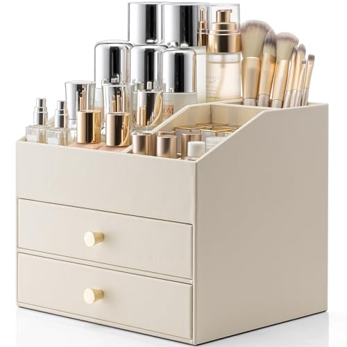 VLANDO 3-Layer Makeup Organizer with Drawers & Lipstick Holder