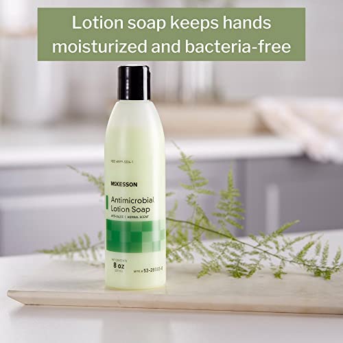 McKesson Antimicrobial Lotion Hand Soap with Aloe, 8 oz Pump Bottle [Pack of 1] - Herbal Scent, Keeps Hands Clean and Moisturized, Medical-Grade Soap