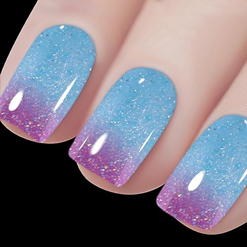 Vishine Gel Nail Polish Set -Color Changing Gel Nail Polish Set Sapphire Blue Purple Pink Laverder Color Changing Gel Polish Soak Off UV LED Thermal Temperature Art C040