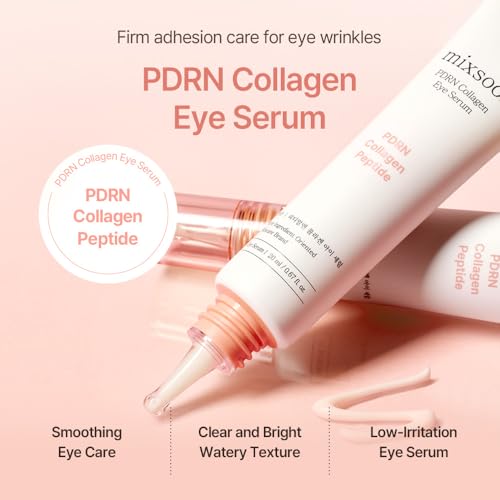 mixsoon PDRN Collagen Eye Serum - Revived Under Eye Serum with Gentle, Smooth Formula for Sensitive Under Eye Skin 20ml / 0.68 fl.oz. Korean Glass Skin Care