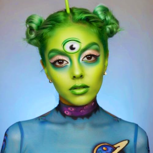 Mysense Alien Headband and Ogre Green Face Paint Kit,Alien Costume Accessories for Women Adults,Halloween Ears Headband for Cosplay Theme Parties