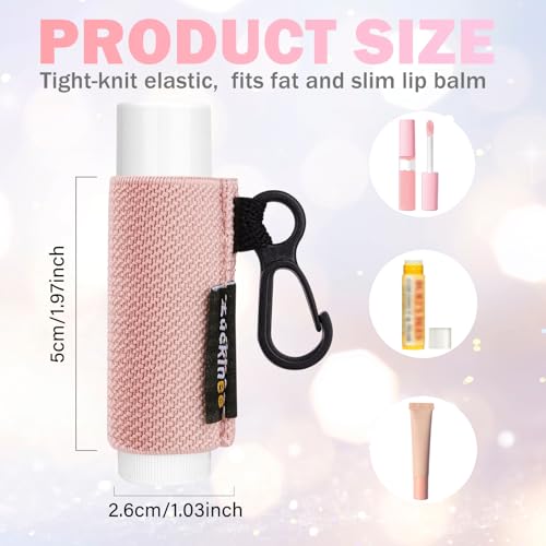 3PCS Lip Balm Holder Key chain Lip Gloss Holder Lipstick Holder Lip Balm Pouch Keychain Compatible with ChapStick Keychain, Burt's Bees- Christmas Stocking Stuffers