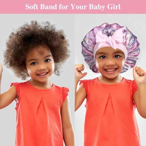 2+2 Satin Bonnets with Scrunchies for Kids, Cute Hair Bonnets for Girls Sleeping Curly Hair, G
