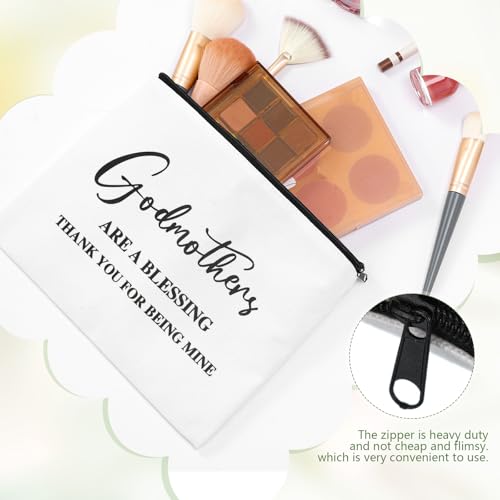 Skylety Godmother Proposal Gifts Set 16 oz Coffee Glass Godmother Cosmetic Bag White Hair Scrunchies, Gift Box, Mother's Day Gifts for God Mother, Wedding Holiday Appreciated Gift