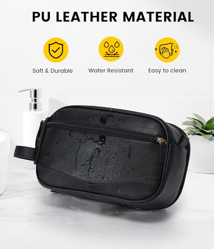 Vorspack PU Leather Travel Toiletry Bag for Men - Water Resistant