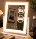 DECADENCE Lighted Makeup Mirror with 10X/5X Magnifiers - Dimmable & 360° Rotation