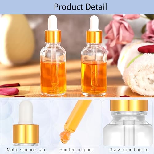 110 Pcs 1 Oz Glass Dropper Bottles with Golden Caps