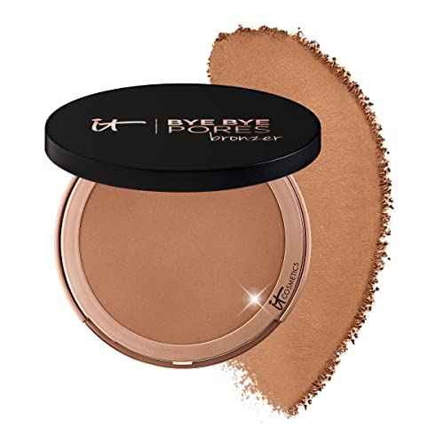 IT Cosmetics Bye Bye Pores Anti-Aging Bronzer, Diffuses Look of Pores + Fine Lines, Sun-Kissed Glow Face Makeup Powder, Oil-Free, Talc-Free, With Hyaluronic Acid ? Universal Shade, 0.3 oz