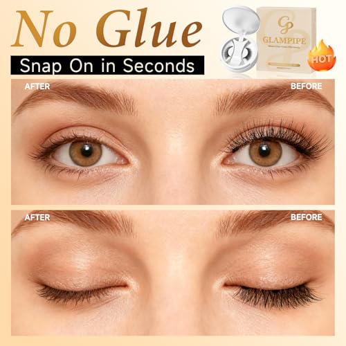 Magnetic Eyelashes Without Eyeliner, No Glue Magnetic Lashes with Applicator, Reusable Natural Look Lashes, Lightweight & Comfortable, Easy to Apply and Remove-3