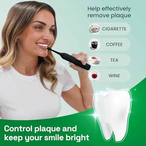 Brushmo Plaque Control Replacement Toothbrush Heads, Compatible with Philips Sonicare Click-on Electric Toothbrush Handles, 8 Standard Replacement Heads, SoftDuPont Bristles, BM928bk, Black