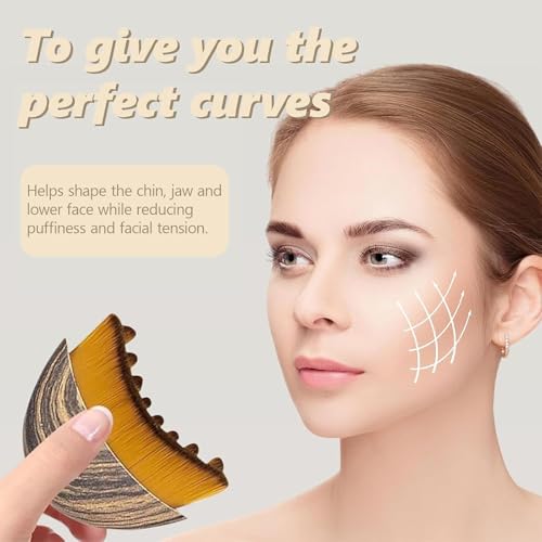 Lymphatic Contour Face Brush for Lymphatic Drainage Soft, Facial Brush for Lymphatic Drainage Reduces Puffiness, Dry Guasha Brushes Ergonomic Tool Relieve Fatigue 2 PCS Walnut