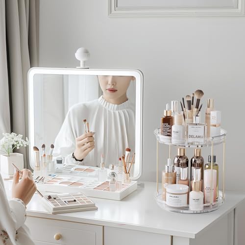 Delamu 2-Tier Rotating Makeup Organizer for Vanity