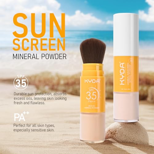 Mineral Sunscreen Setting Powder, SPF 35 Translucent Brush Powder, Long Lasting Lightweight Breathable Loose Powder for Face,Scalp & Hair, Oil Control Natural Matte Finish