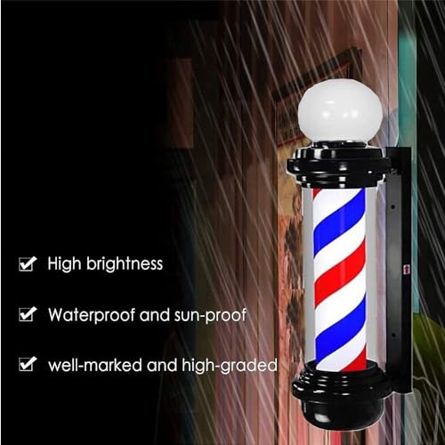 35-inch LED Barber Pole Light with Red White Blue Stripes