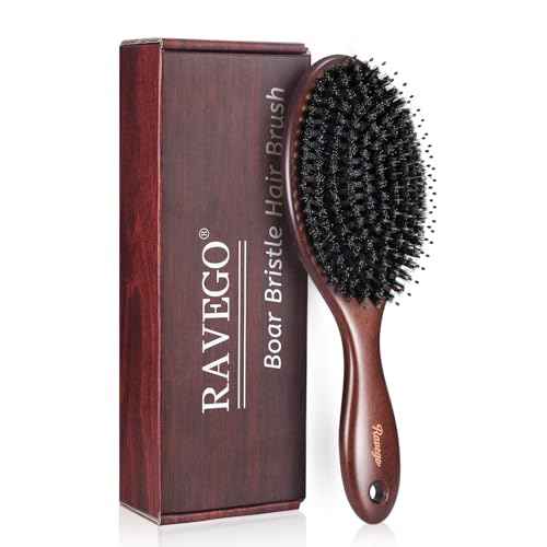Hair Brush, Boar Bristles Hair Brush for Women Men Kids, Boar & Nylon Bristle Brushes for Smoothing Massaging Scalp Detangling Wet/Dry Hair, Reduce Frizz Dry Restore Natural Shine