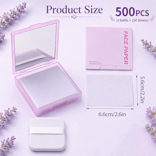 Gjinxi 500 Sheets Oil Blotting Paper with Mirror – Oily Skin