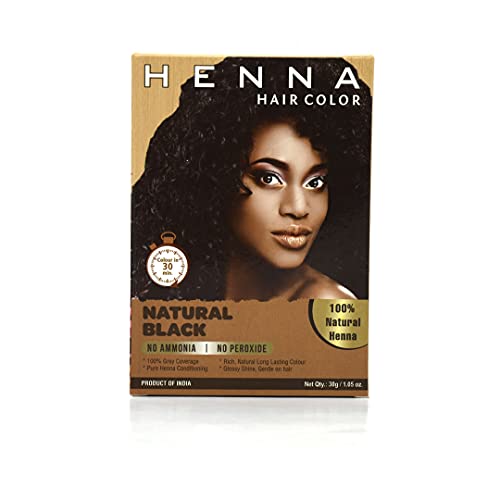 Henna Hair Color Black - Semi Permanent Powder, 30 Minute, Chemical Free