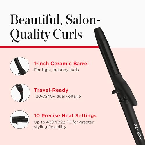 Revlon Curling Iron 1-inch Ceramic Barrel Infused with Coconut Oil for Shine