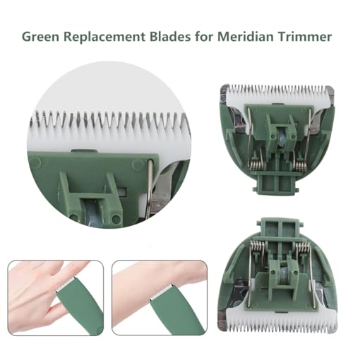 HaeKap Green Ceramic & Stainless Steel Trimmer Replacement Blades for Meridian Grooming Trimmer - 2 Pack
