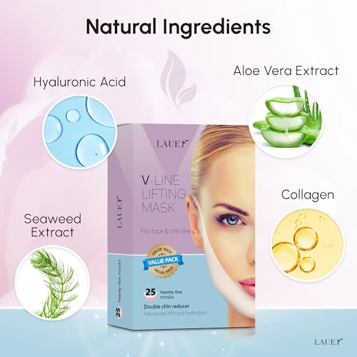 V Shaped Contouring Face Mask Line Shaping Lifting Belt Neck Reduction Jawline Lift Tape Enhancer Face Patch Firming Tightening Skin Chin Up Sculpting Collagen Mask Hyaluronic Acid Aloe Vera 25pcs