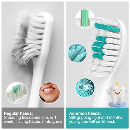 Aoremon Toothbrush Replacement Heads Compatible with Philips Sonicare E-Series Essence Xtreme Elite Advance CleanCare Screw-on Electric Toothbrush Handle Head Come with Hygienic Caps, 3 Count, White