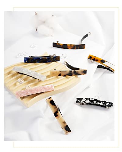 Hair Barrettes for Women, 8 Pcs Barrettes for Fine Thin Thick Hair, 3 Inch Acetate Small Clips Barrette No Slip, French Tortoise Shell Womens Girls Accessories