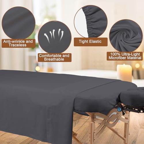 4-Piece Microfiber Massage Table Sheet Set with Face Rest Cover