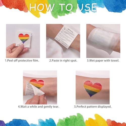 40 Sheets Rainbow Pride Temporary Tattoos with Butterflies & Flags