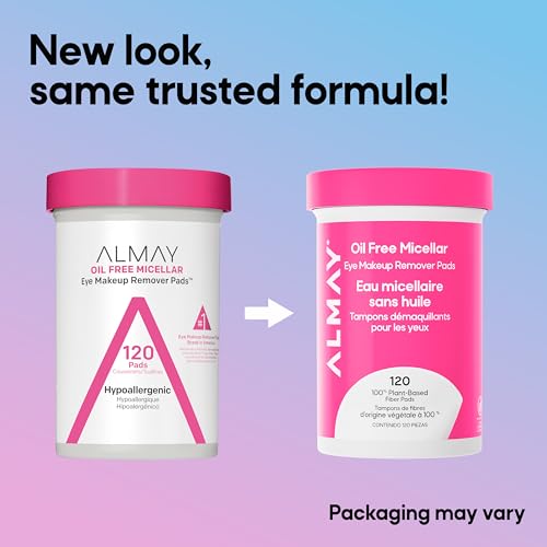 Almay Oil-Free Micellar Eye Makeup Remover Pads, 120 Count