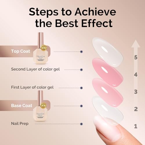 MelodySusie HEMA-Free Gel Top and Base Coat Set - No Wipe Shine, 15ml