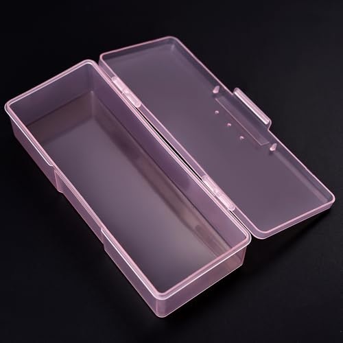 Transparent Nail Art Storage Box with Pink Flip Lid