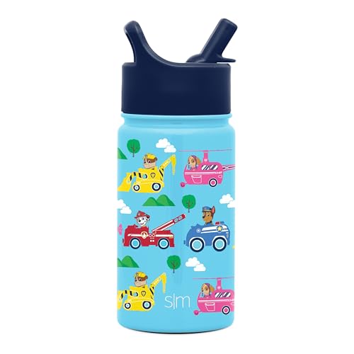 Simple Modern Paw Patrol Kids Water Bottle with Straw Insulated Stainless Steel Toddler Cup for Boys, Girls, School | Summit Collection | 14oz, Paw Patrol Adventures