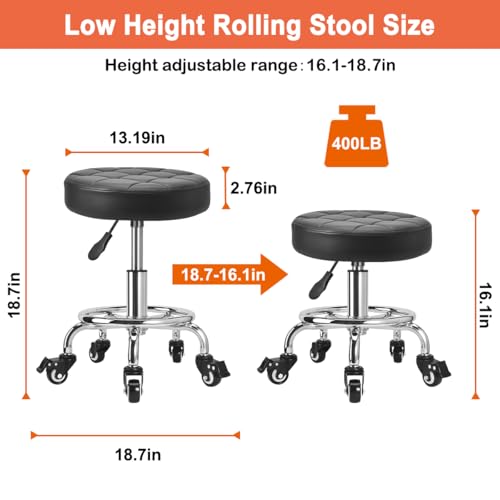 Adjustable Height Roller Stool with Wheels for Garage