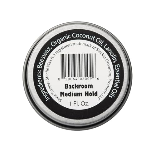State Trooper Mustache Wax for Men ? Medium Hold with Beeswax, Coconut Oil & Lanolin ? Natural Moustache Styling with Backroom (Tobacco Scent) - Nourishing Conditioner & Sculpting - One Ounce Tin