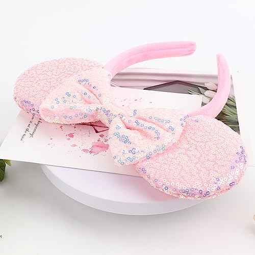 Mouse Ears Headbands with Bow Minnie Ears Cosplay Costume Hair Accessories for Women Girls Birthday Party Decoration