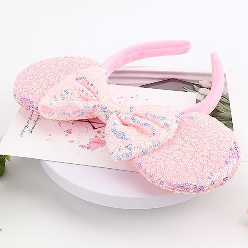 AQOKKA Mouse Ears Headband with Bow - Cosplay Hair Accessory